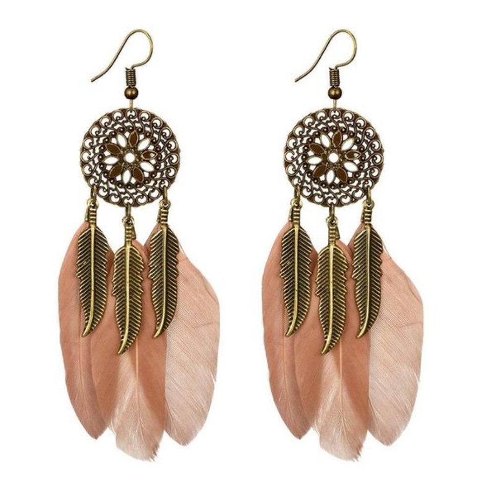 New Retro Dream Catcher Feather Earrings